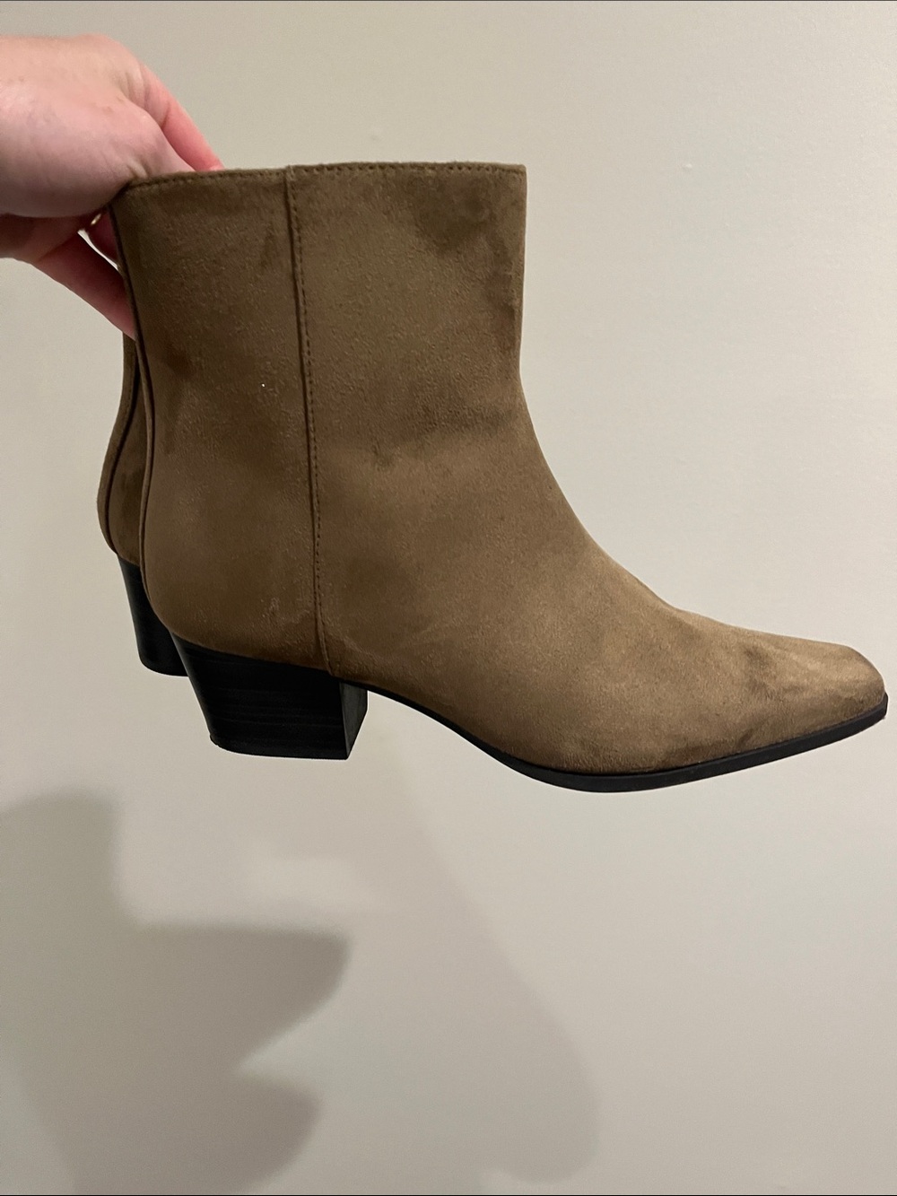 Women’s Old Navy Taupe faux suede mid-calf boots - Square Toe, Block Heel